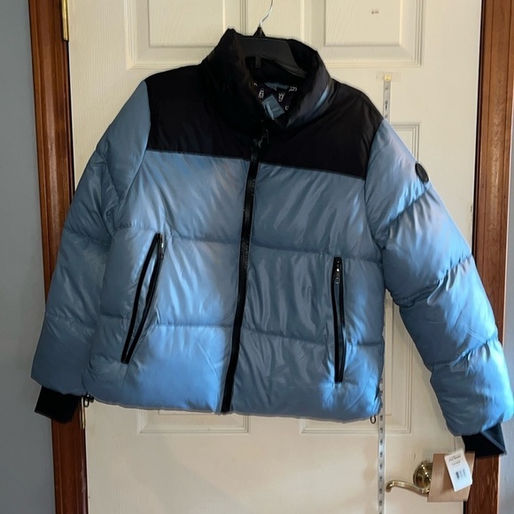 Steve Madden Jackets & Blazers - NWT-Steve Madden-L-ice blue& black-quilted, puffer, concealed hood, jacket/coat.